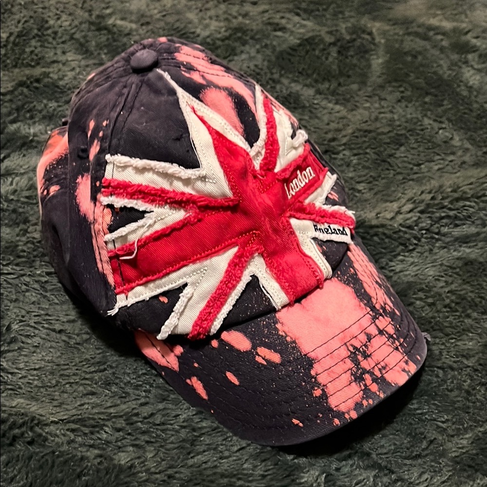 Union Jack Distressed Cap - Pink and Blue